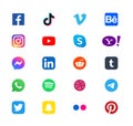 Social media icon set of web applications in color, vector. Royalty Free Stock Photo