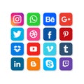 Social media logos collection in flat style. Flat vector design icon for web. Amazing illustration.