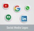 Social media logos contains icons youtube google hangouts and linkedin