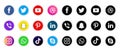 Colorful & black & white shading Social media icons set of facebook twitter instagram pinterest whatsapp Royalty Free Stock Photo