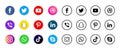 Colorful & black & white shading Social media icons set of facebook twitter instagram pinterest whatsapp