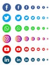 Popular social media icons in different sizes.