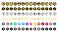 Gold & Coloured social media icons set for UI design Royalty Free Stock Photo
