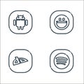 social media logos line icons. linear set. quality vector line set such as spotify, deviantart, yahoo Royalty Free Stock Photo