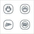 social media logos line icons. linear set. quality vector line set such as spotify, deviantart, yahoo