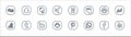 social media logos line icons. linear set. quality vector line set such as yelp, whatsapp, android, stack overflow, yahoo,