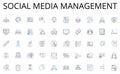 Social media management line icons collection. Thrilling, Exhilarating, Energetic, Adrenaline, Intense, Stimulating