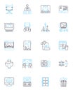 Social media management linear icons set. Engagement, Analytics, Content, Strategy, Campaigns, Viral, Optimization line