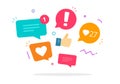 Social media market concept icon vector for digital strategy element design with chat messages, like speech bubbles notices and