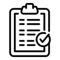 Social media marketing clipboard icon, outline style