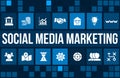 Social media marketing concept image with business icons and copyspace.