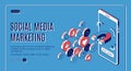 Social media marketing influencer concept banner