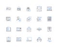 Social media marketing line icons collection. Engagement, Awareness, Strategy, Content, Advertising, Analytics, Reach