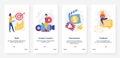 Social media marketing, smm target, creative content mobile app screen set