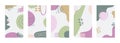 Social media minimal templates. Hand drawn organic shapes in pastel colors. Trendy layout cover design. Fluid colorful