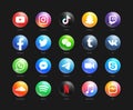 Social Media Modern 3D Web Icons Set Vector