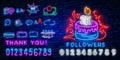 Social Media neon sign vector design template. Blogging neon logo, light banner design element colorful modern design trend, night