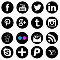 Social media network black icons
