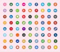 Social media and network color flat icons