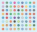 Social media and network color flat icons