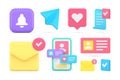 Social media network communication internet chatting notification set 3d icon realistic vector Royalty Free Stock Photo