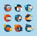 Social media network flat icons set Royalty Free Stock Photo