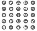Social media network gray icons