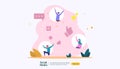 Social Media network and influencer concept with young people character in flat style. illustration template for web landing page