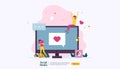 Social Media network and influencer concept with young people character in flat style. illustration template for web landing page Royalty Free Stock Photo