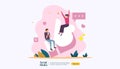 Social Media network and influencer concept with young people character in flat style. illustration template for web landing page Royalty Free Stock Photo