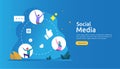 Social Media network and influencer concept with young people character in flat style. illustration template for web landing page Royalty Free Stock Photo