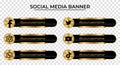 Social media network lower third icon vector template. Golden social media symbol. Modern social media lower third icons