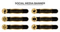 Social media network lower third icon vector template. Golden social media symbol. Modern social media lower third icons