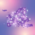 Social media network and marketing concept on dotted Europe Map background. Global business concept and internet