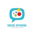 Social media network - vector logo template concept illustration. Message communication creative abstract sign. Speech bubble icon