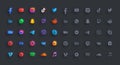 Social Media Networks And Messengers Modern 3D Glow And Flat Glyph Icons Set