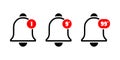 Social media notification. Bells notification icon set. Notification bells social media. Message bell icon. Set bell symbols for Royalty Free Stock Photo