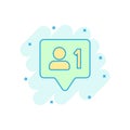 Social media notification sign icon in comic style. Like, comment, follow vector cartoon illustration on white isolated background