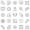 Social Media outline icons set - vector Communication symbols