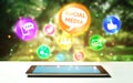 Social media and people network technology concept Royalty Free Stock Photo