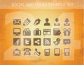 Social and media pictograms set isolated