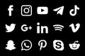 Social Media Popular Icon Collection. Facebook, Youtube, TikTok, Telegram, WhatsApp, Skype