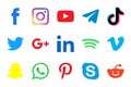 Social Media Popular Icon Collection. Facebook, Youtube, TikTok, Telegram, WhatsApp, Skype