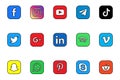 Social Media Popular Icon Collection. Facebook, Youtube, TikTok, Telegram, WhatsApp, Skype