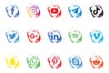 Social Media Popular Icon Collection. Facebook, Youtube, TikTok, Telegram, WhatsApp, Skype