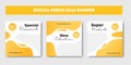 Social media post bundle abstract template design. Yellow and white colored background for business accounts. Good for mobile apps