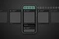 Social media post carousel dark theme. Cellphone screens carousel in black mode. Social network interface