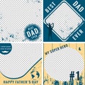 Social media post for Happy Fathers Day. Template design for greeting your father or grandfather. Background with a grunge and