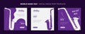 social media post template with flat saxophone design in purple and white background design