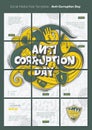 Social media post template with floral doodle art and typography of anti-corruption day design